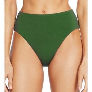 Robin Piccone Ava Bikini Bottoms SZ Small NEW High Waist Green #191769 Swim NWOT